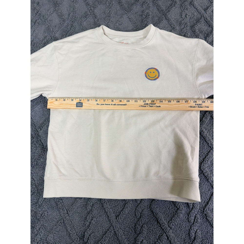 Cat Jack Smiley Face Sweatshirt Kids L (10/12) Beige Long Sleeve Crewneck - Picture 6 of 7